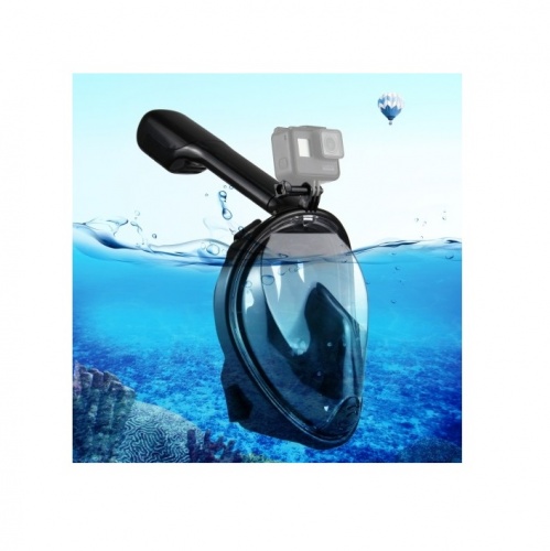 Маска для плавания и снорклинга с креплением для экшн-камеры, черная, L,XL