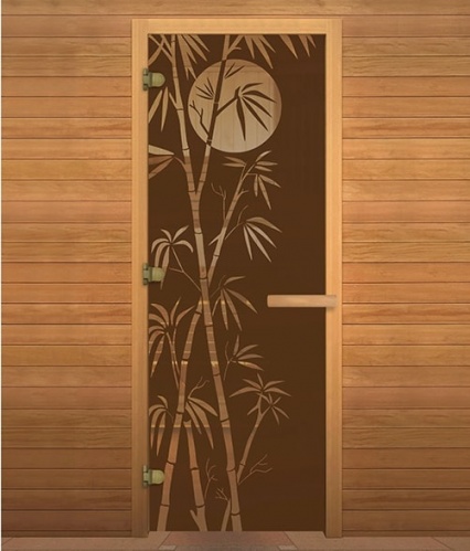 Дверь стеклянная Бронза Матовая Бамбук 1900х700мм (8мм) правая