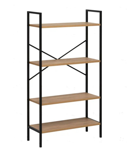 Стеллаж Leset Стилвуд 24 широкий 4 полки черный дуб крафт золотой 