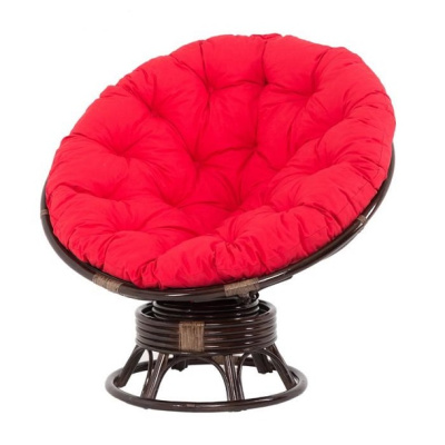 23/01В IND Кресло Папасан темно-коричневый подушка красная 