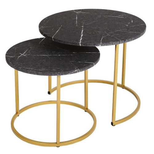 Стол журнальный МеталлАрт М001 черный мрамор золото 