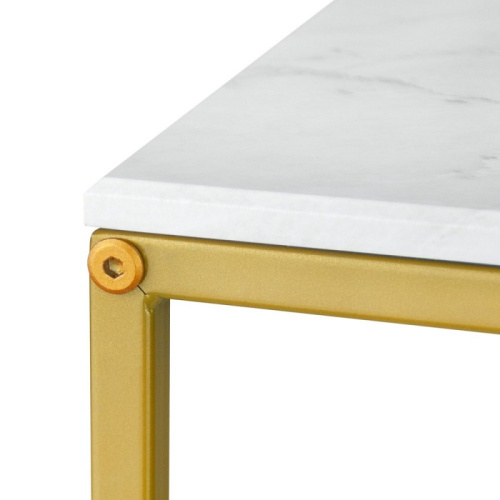 Стол журнальный МеталлАрт М002 белый мрамор золото 