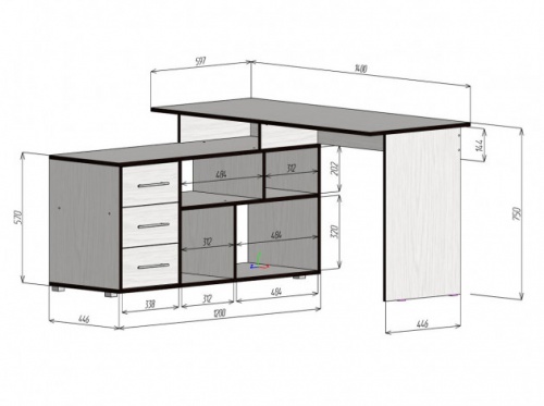 Стол угловой Краст-2 дуб сонома/белый 