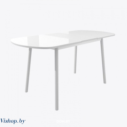 РАУНД стол раздвижной со стеклом Белый/Серый 