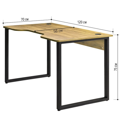 Стол геймерский Гонконг ДТ-3 130x70x75 дуб золотой металл черный 