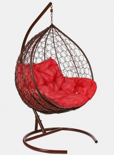 Двухместное подвесное кресло Double коричневый подушка красный 