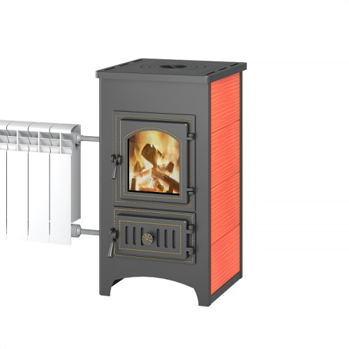 Печь-Камин ВЕЗУВИЙ ПК-01 (270) с плитой и т/о красный