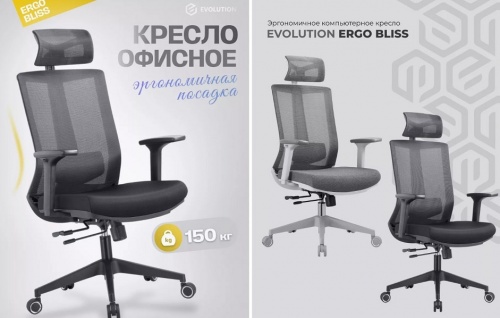 Кресло компьютерное EVOLUTION ERGO BLISS Black 