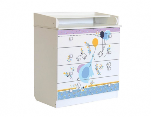 Комод Polini Kids Simple 1880 Слоник на шаре белый 
