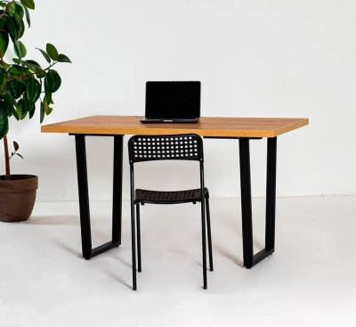 Стол Уэльс 120х70 дуб золотой металл черный 