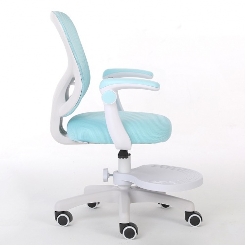 Кресло с регулировкой высоты Calviano Comfy голубое с подножкой 