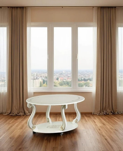 Стол журнальный Овация М на колёсах слоновая кость 