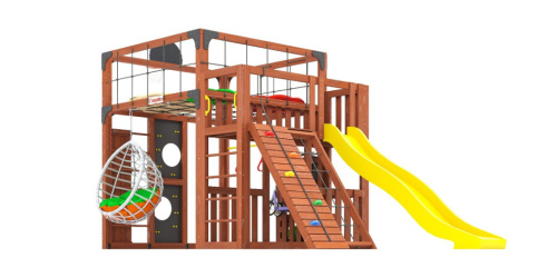 Детская площадка для дачи Савушка КУБ-3 Махагон с подушками и коконом