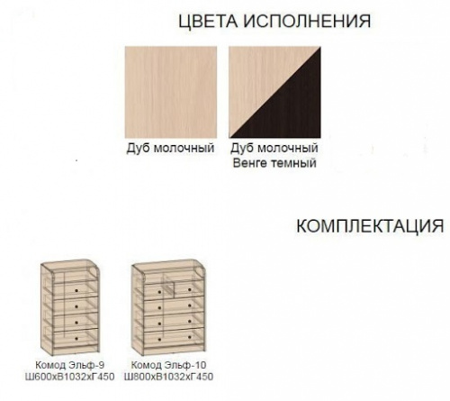 Комод Эльф-10 дуб венге/дуб молочный 