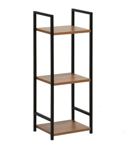 Стеллаж Leset Стилвуд 13 узкий 3 полки черный орех лион светлый 