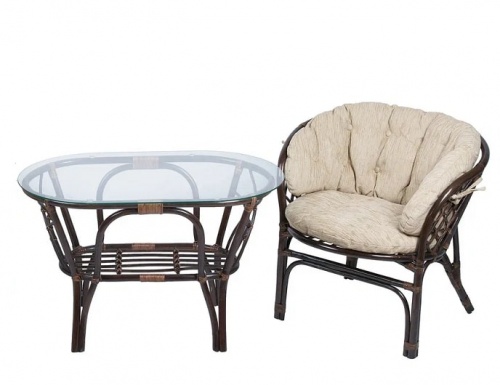 IND Комплект Багама дуэт темно-коричневый подушка бежевая овальный стол 