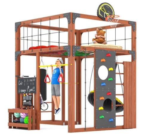 Детская площадка для дачи Савушка КУБ-1 Махагон с подушками