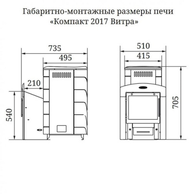 Печь для бани Термофор Компакт 2017 Inox Витра ТО антрацит