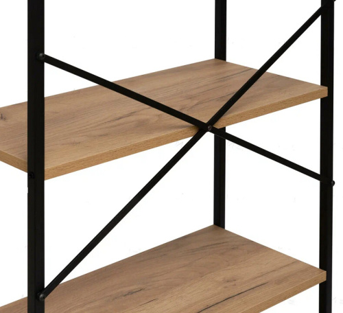 Стеллаж Leset Стилвуд 25 широкий 5 полок черный дуб крафт золотой 