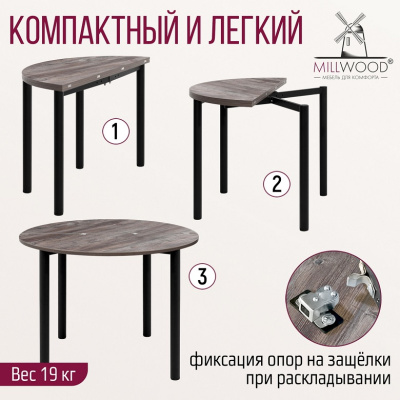 Стол-консоль Далис 3 сосна пасадена металл графит 