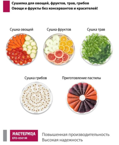 Сушилка для овощей и фруктов Мастерица EFD-0501M белый