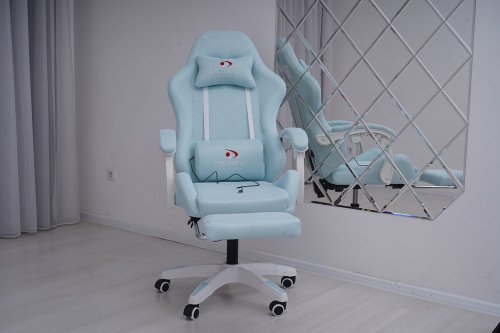 Вибромассажное кресло Calviano 1584 голубая ткань 