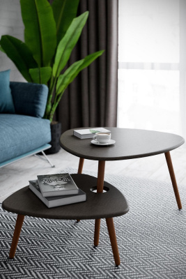 Стол журнальный Стилгрей серый лен 