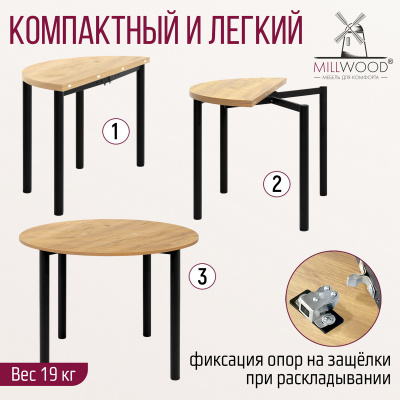 Стол-консоль Далис 3 дуб золотой металл графит 