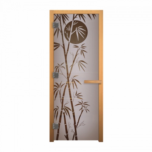 Дверь стеклянная Сатин Матовая Бамбук 1900х700мм (8мм) правая