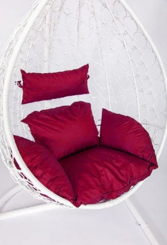 Подвесное кресло Скай 01 белый подушка бордовый 