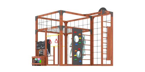 Детская площадка для дачи Савушка КУБ-2 Махагон с гамаком для йоги