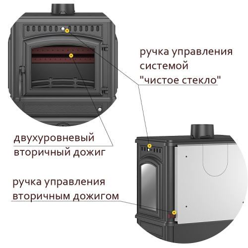 Печь-камин Везувий LV-12РS Антрацит