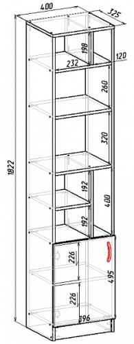 Стеллаж ИМИДЖ-1 белый дуб сонома 