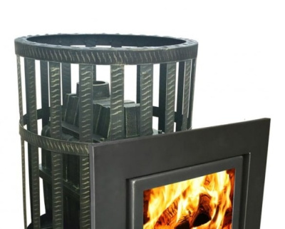 Печь-камин чугунная Березка Воевода Флагман 20 Сетчатый кожух