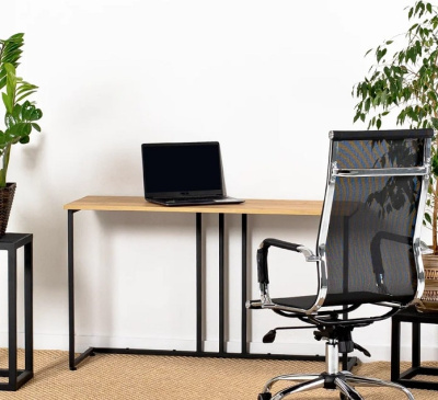 Стол-консоль Лиссабон дуб золотой металл черный 