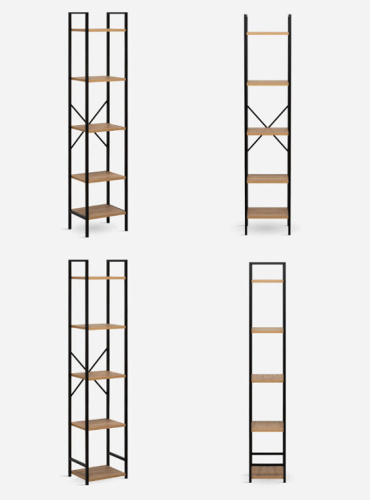 Стеллаж Leset Стилвуд 15 узкий 5 полок черный дуб крафт золотой 