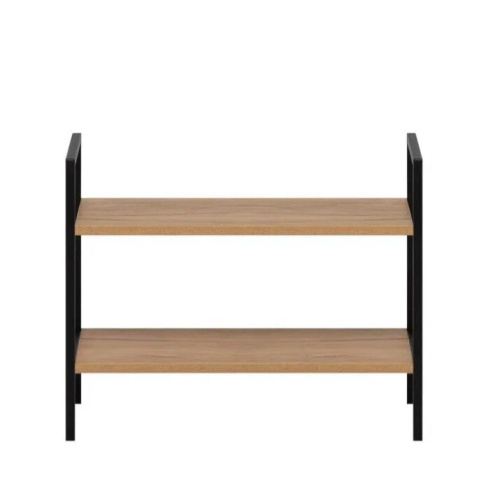 Стеллаж Leset Стилвуд 22 широкий 2 полки черный дуб крафт золотой 