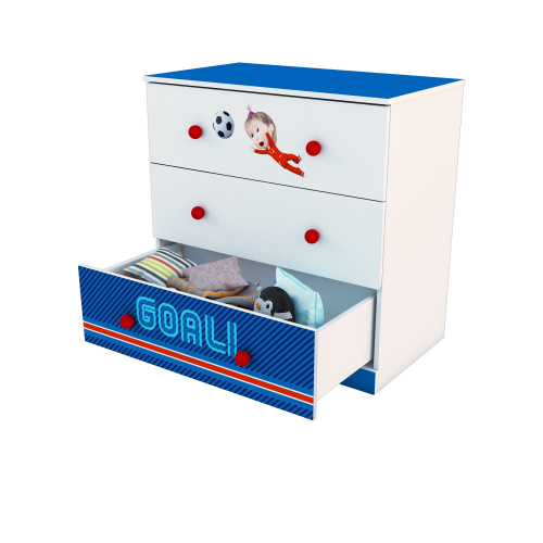 Комод Polini Kids Fun 3290 Маша и Медведь синий 