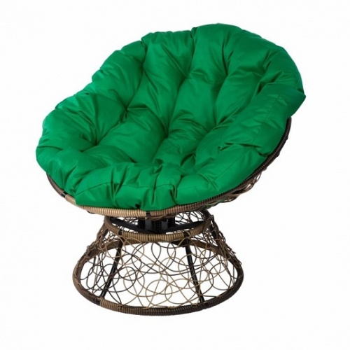Кресло Papasan с пружиной светло-коричневый, цвет подушки зелёный