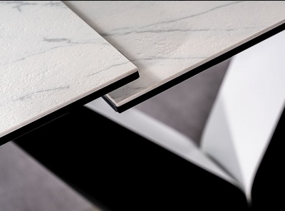 Стол обеденный SIGNAL CANYON CERAMIC эффект белого мрамора черный мат 