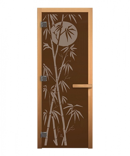 Дверь стеклянная Бронза Бамбук 1900х700мм (8мм) правая