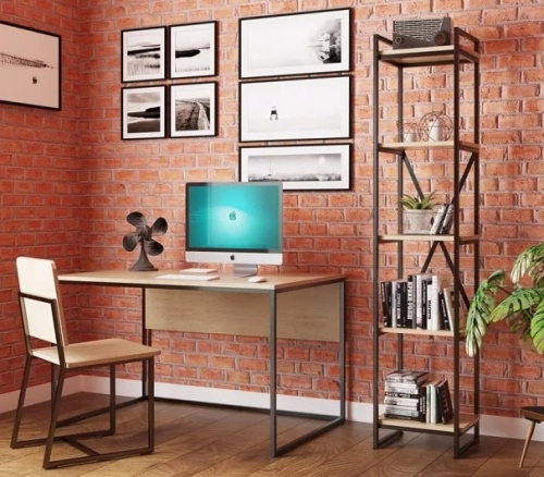 Стол письменный Бейрут ДТ-2 дуб белый металл черный 