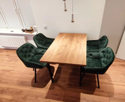 Стол Прага 160х80 дуб золотой металл черный 