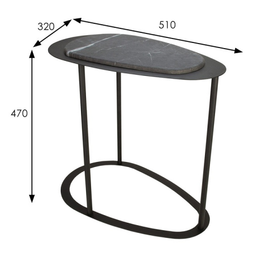 Стол журнальный МеталлАрт М024 черный мрамор 