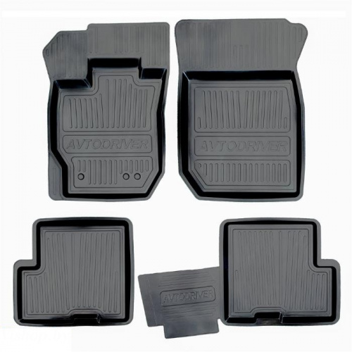 Коврики салона резиновые с бортиком для Renault Logan