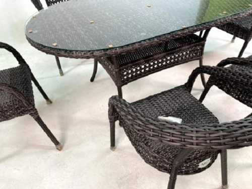 Комплект мебели CAMELLIA с овальным столом серо-коричневый