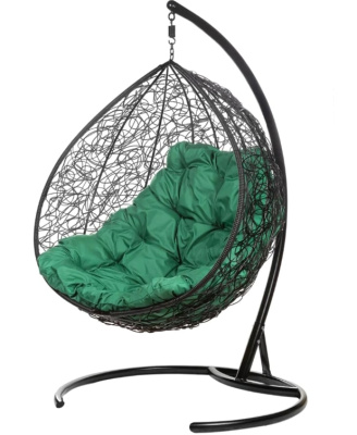 Кресло подвесное BiGarden Gemini Black двойной зеленая подушка 