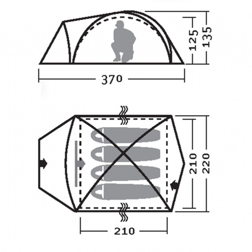 Палатка 3-х местная Терра 4 V2 без юбки, нави