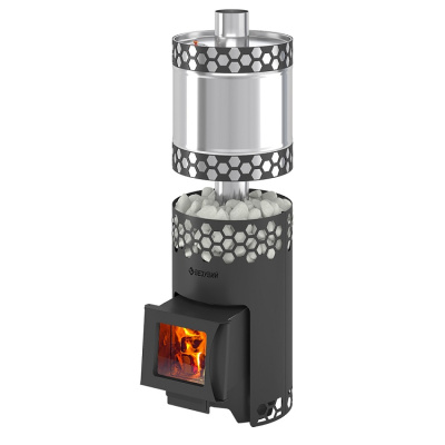 Печь для бани Везувий Чёрная Пчёлка С с баком