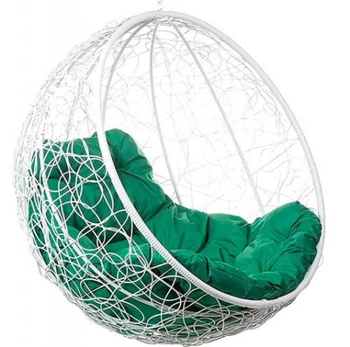 Кресло подвесное BiGarden Kokos White зеленая подушка 